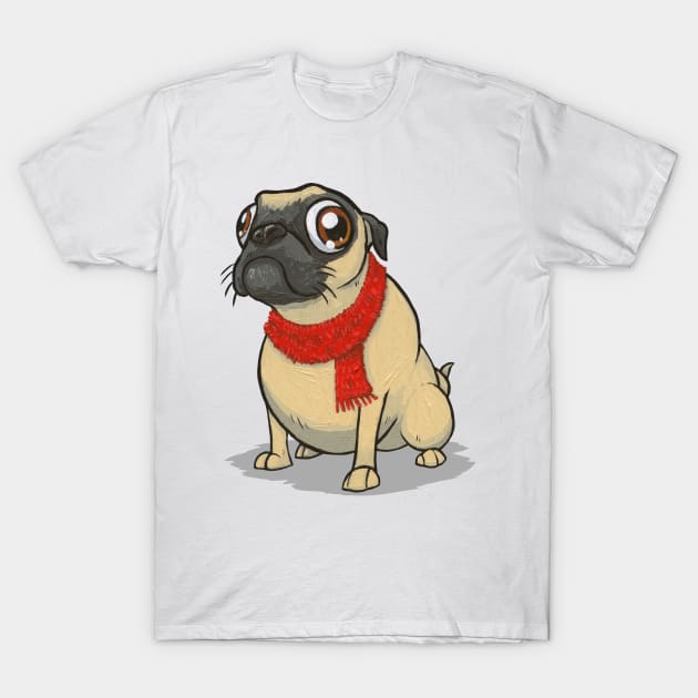 Pug in a Scarf T-Shirt by joehavasy